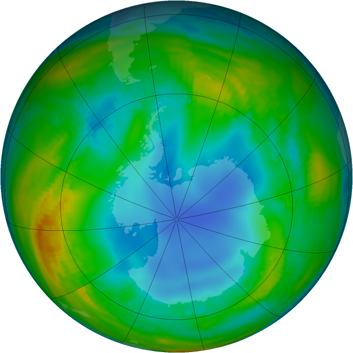 Antarctic ozone map for 15 July 1986